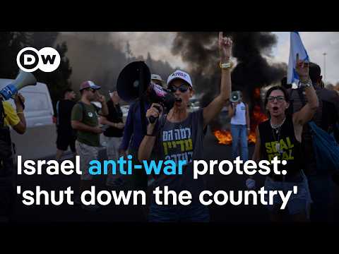 YouTube video thumbnail: Anti-Government Protest in Israel Demand Hostage Deal and End to War in Gaza
