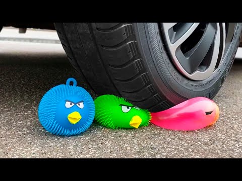 Car vs Angry Birds Toys | Crunchy Things by Car!