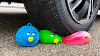 Car vs Angry Birds Toys | Crunchy Things by Car!