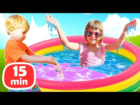 La bambina Bianca e giochi con acqua per bambini piccoli! Ciao, mi chiamo Bianca