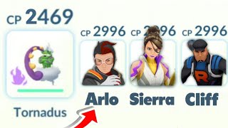 Use Shadow Tornadus against "Sierra, cliff & Arlo" in Pokemon Go 