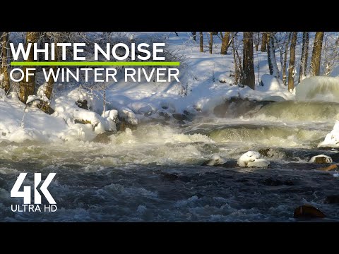 4K Winter River White Noise - Flowing Waters for Relaxation & Deep Sleep Ambience