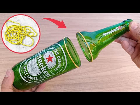 I never thought cutting a glass bottle with a rubber band would be so easy - Amazing