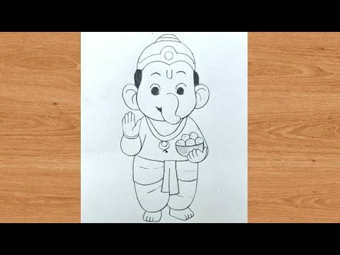 Ghibli art of  bal ganesha love laddu pencil drawing | gods drawing @TaposhiartsAcademy