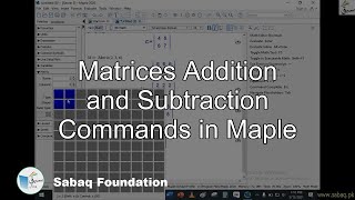 Matrices Addition and Subtraction Commands in Maple