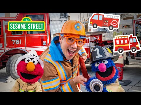 Sesame Street: Elmo Rides a Fire Truck with Blippi and Grover!