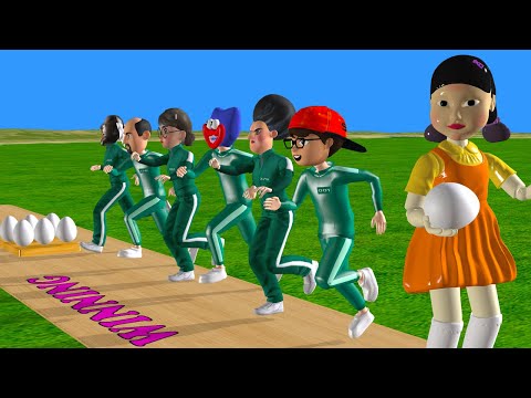 Squid Game vs Scary Teacher 3D Challenge Who Faster Game 5 Times Throw Egg Who's Boss Funny