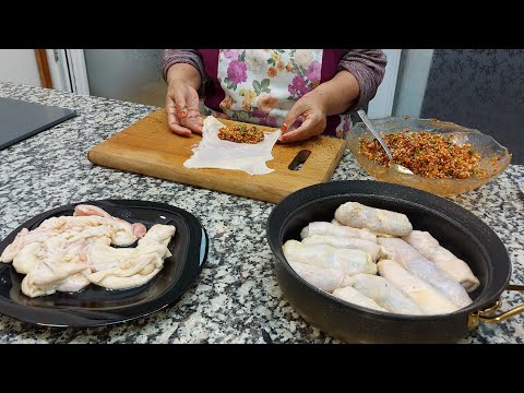 DENEDİM VE OLDU ! İşkembe Dolmasına Rakip Çıktı !  Tavuk Derisinden Sarma / Dolma Nasıl Yapılır .