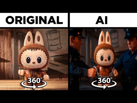 360° VR LABUBU Original vs AI