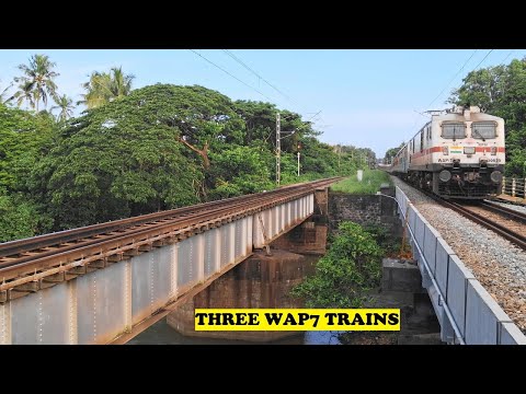 3 WAP7 Trains Honk Whatsup | New LHB Trivandrum Shalimar, Indore & Mysore Express