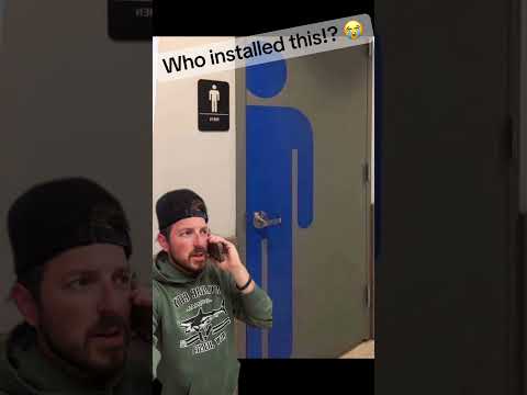 Who installed this door sticker!? 😳😂 #bathroom #bathroomdecor #bathroomdesign
