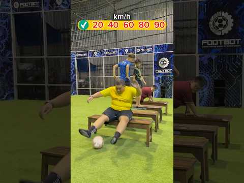 Last One Standing! 4 Players Dodge a 10-90km/h Football by Jumping on a Bench! 💨⚽️ #challenge #fun