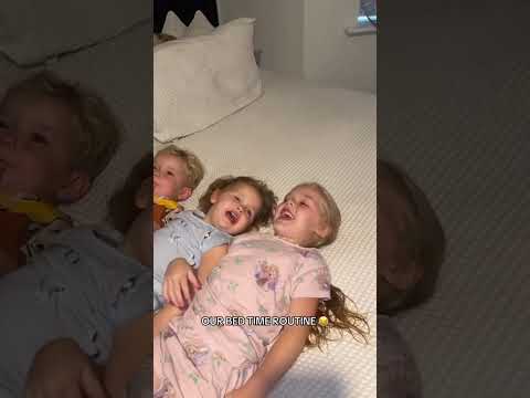 our bed time routine with our children/a father is real legend #dad #funny #couple #baby