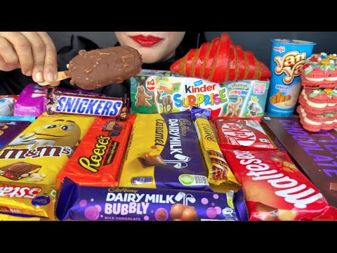 ASMR EATING CHOCOLATES,ICECREAM,DIARYMILK,M&M,AMUL,KITKAT,RESEES,KINDERJOY