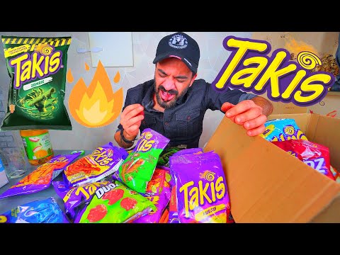 تجربة جميع منتجات تاكيس المكسيكي الحارة A Box Full of Takis Products Taste Test