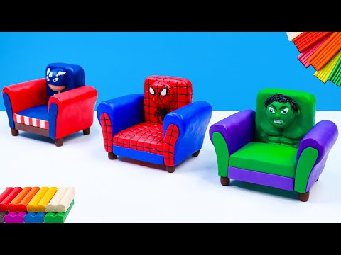 DIY Sofa mod superhero Hulk, Spider-man, Captain America with Clay