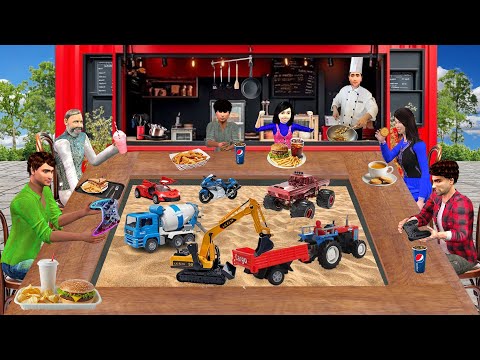 Sandbox Cafe Playing with RC Car JCB Bike Mini Vehicles Hindi Kahani Hindi Moral Stories Funny Video