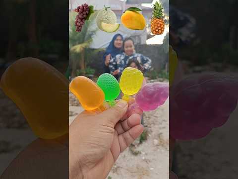 bagi bagi agar puding jelly karakter buah sesuai emoji, kalian suka buah apa? #shorts