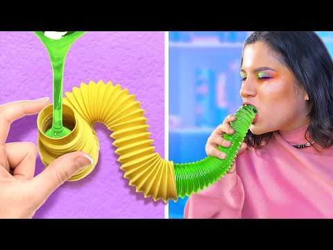 BRINQUEDOS DE POP TUBE DIY! 🎉🛠️ BRINQUEDOS FIDGET DE ARCO-ÍRIS QUE VOCÊ PODE FAZER EM CASA!