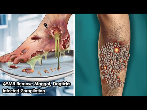 ASMR Remove Maggot, Dogticks Infected Compilation - Deep Cleaning Animation