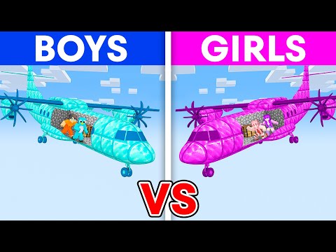 BOYS vs GIRLS: AIRPLANE Build Challenge in Minecraft