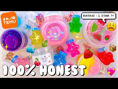 Temu Slime Review Unboxing 🧡 1 star & 5 star slimes?! 100% Honest Slime Ratings