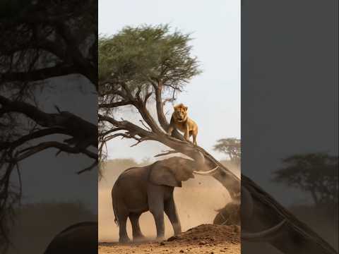 나무를 뿌리째 뽑아 사자를 혼내주기 #wildlife #animals #동물의왕국 #animalworld #lion #elephant
