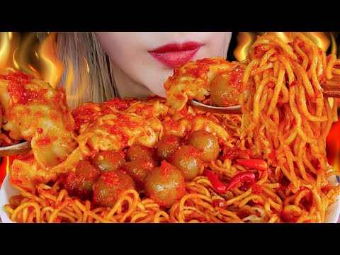 PEDAS NAMPOL❗️ASMR MIE PANGSIT JEBEW NYAI MERCON SUPER PEDAS ☠️💥 SPICY JEBEW NOODLE