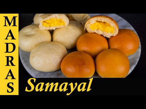 Eggless Custard Cream Bun Recipe in Tamil | Making Cream Buns without Oven in Tamil