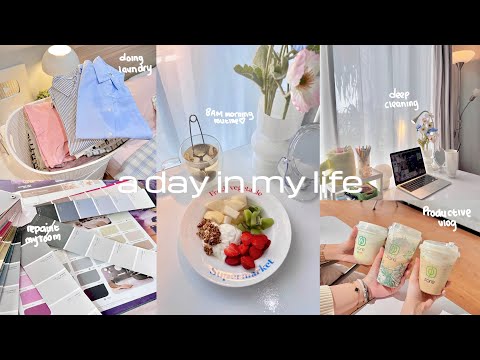 A DAY IN MY LIFE🧸8AM morning routine,skripsi,productive,cleaning,home cooking,doing laundry𐙚 ⭑.ᐟ
