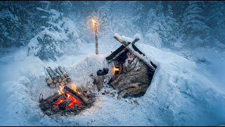 3 Days SURVIVAL in -13°C SNOWSTORM; No Tent, No Sleeping Bag. WINTER Bushcraft Camping
