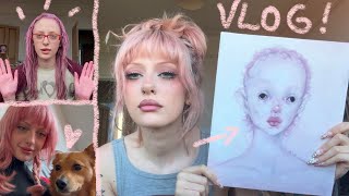dyeing my hair pink + painting tour | week in my life vlog