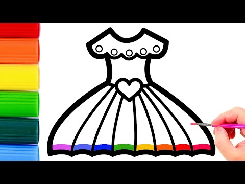 How to draw dress with rainbow colors for kids. Draw Toy TV