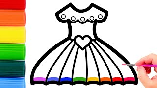 How to draw dress with rainbow colors for kids. Draw Toy TV