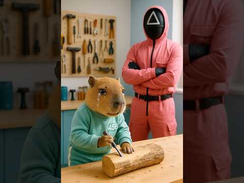 Fat Cat vs. Capybara – Squid Game Sculpture Showdown!