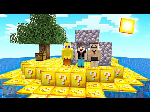 Survivre avec des Potes sur une Île Déserte En Lucky Block sur Minecraft (C'est Hilarant)