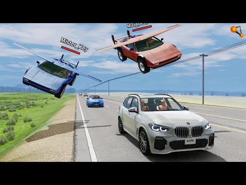 МАШИНЫ БУДУЩЕГО! ЛЕТАЮЩИЕ АВТОМОБИЛИ НА ТРАССЕ | BeamNG.drive