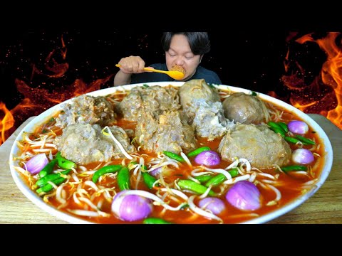 MUKBANG BAKSO URAT KUAH MERCON SAMBAR GLEDEKK!!