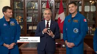 YouTube video thumbnail: Carney Trades Gifts With Artemis II's Canadian Astronaut