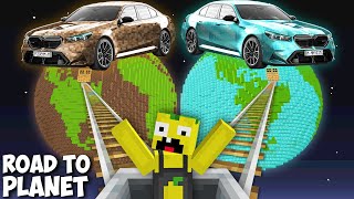 I found ROAD TO BMW M5 G90 DIAMOND PLANET vs DIRT PLANET in Minecraft ! SECRET PLANET !