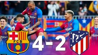 ملخص مباراة برشلونة 4 ضد اتلتيكو مدريد 2 ♥️ عودة برشلونة 💥😱