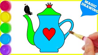 How to draw a very easy drawing tutorial for step by step | Magic Kettle drawing