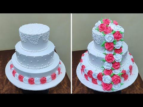 3 Step Birthday Cake Design | New Cake Design | Red whaite Cake design