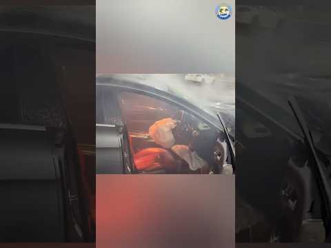 Mercedes crash in parking hall. stunt fail and Mercedes crash in parking lot be safe and drive safe