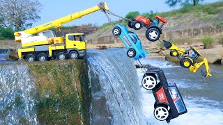 Mahindra Tractor Bugatti Car Jcb3dx Mahindra Thar Accident River Waterfall Pulling Out Crane Truck ?