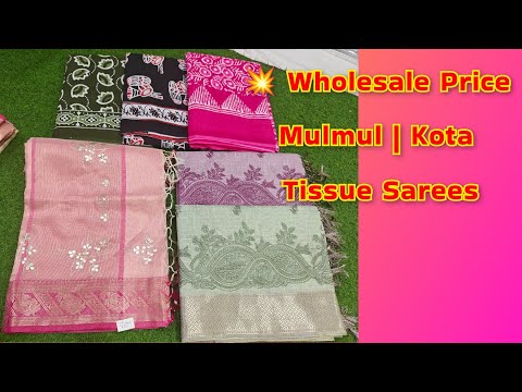 💯 Pure Cotton Sarees at Factory Rate | Trending Gota Patti & Mulmul Designs