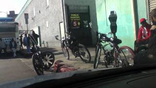 motorized fixies in downtown MAN IN RED STARTS SHAKING AND EVRYBODY STARTS SHAKING LOL