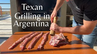 How does a Texas guy grill meat in Argentina?