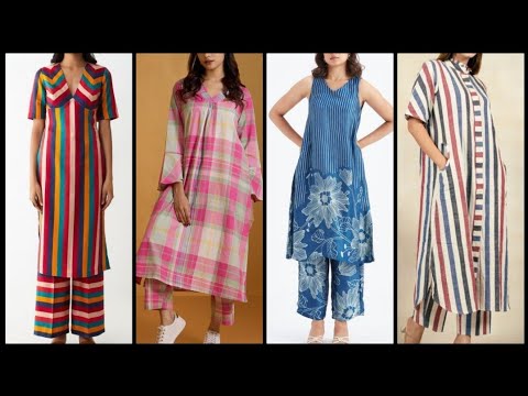 Strip pattern cord set designs/ cotton cordset for women #cordsetsforwomen #stripcordset #cordset