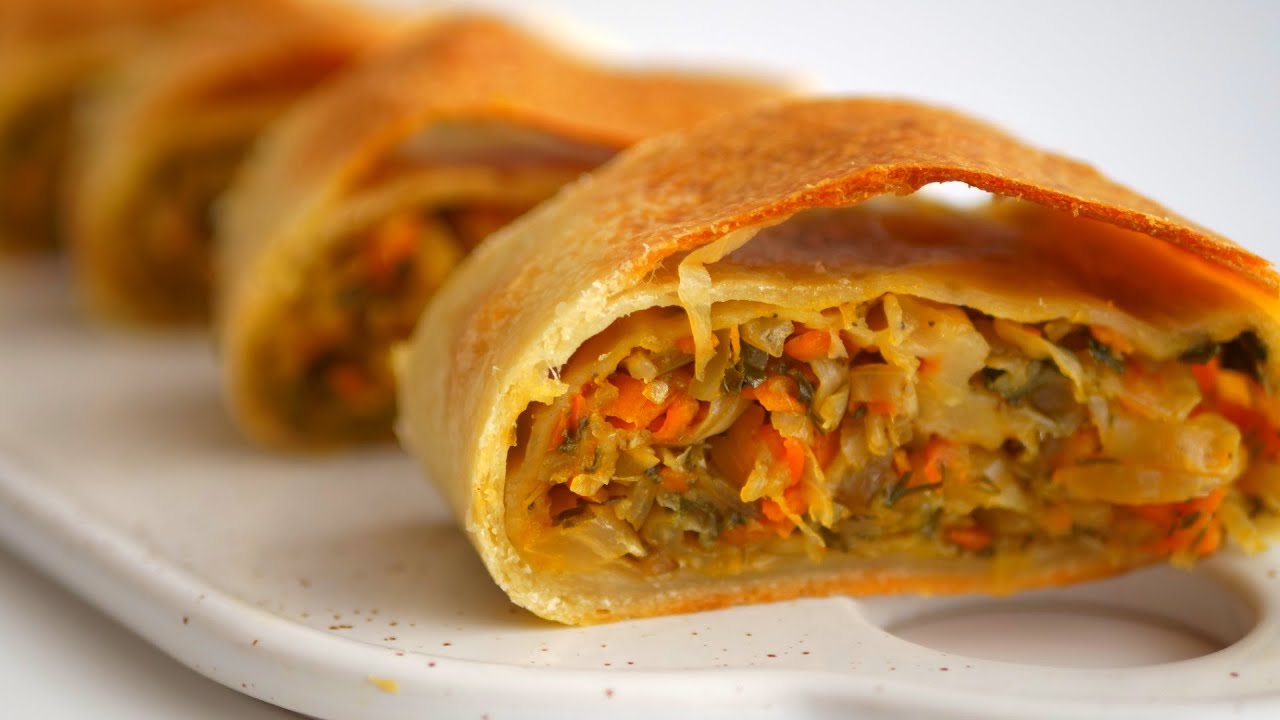 Штрудель с тушёной капустой из безумного теста/Pasta matta